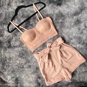 Cottage Cutie Lace Bustier Shorts Set
